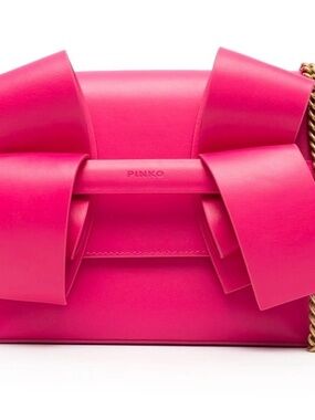 Pinko Hot Pink Leather Bow Shoulder Crossbody
